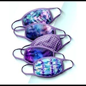 NEW Purple Polka Dots Tie Dye Face Mask Assorted 5 Pack